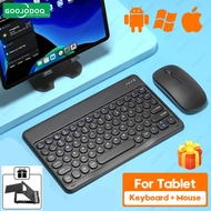 GOOJODOQ【Free Giá Đỡ 】Bàn Phím Và Chuột iPad Bàn Phím Tròn Cổ Điển Chuột Bàn Phím Bluetooth Không Dâ