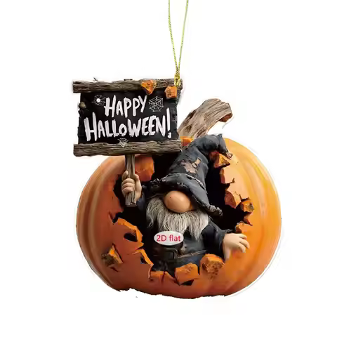 Halloween Cute Gnome Pendant Gnome Pumpkin Rear View Mirror Accessories 2D Acrylic Halloween Charm P