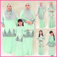 🌹BAJU KURUNG IBU DAN ANAK WARNA MINT GREEN🌹 Koleksi Warna Hijau Mint Baju Kurung Lace Plus Size XXS (32)-10XL(60) Muslimah Fesyen Baju Raya 2024 Sedondon Ibu &amp; Anak