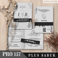 PRO 157 Grayscale Black and White/ - Print Wedding Invitations Plus Belt, Jasmine Paper - BC 150 GSM