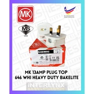 [SIRIM] MK 646 WHI 13A Heavy Duty 3 PIN Bakelite PLUG TOP / MK 646 13A 3PIN PLUG TOP