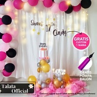 ☃ Sweet Seventeen Backdrop Decoration Package 17 Years Birthday Complete Package Photoboo