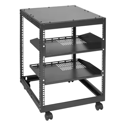 VEVOR 12U Open Frame Server Rack, 15''-40'' Adjustable Depth, Free Standing or Wall Mount Network Se