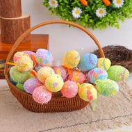 SUN 6Pcs Colorful Decorative Eggs Ornament Small Colored Foam Eggs Basket Fillers