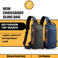7star Rambo Men Anti-theft Lock Sling Bag Fashion Chest Pack Waterproof USB Crossbody Bag