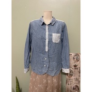 Japanese women's shirt with paper jeans mixed with bucket size m a84