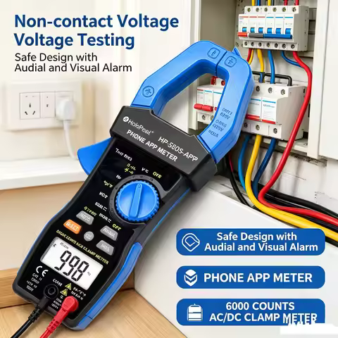 HoldPeak HP-580S-APP 6000 Counts True RMS Clamp Multimeter, Auto Range AC/DC Current Voltage Tester 