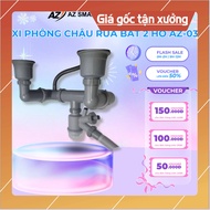 AZ-03 304 Stainless Steel 2-hole Sink Siphon Set, 50cm Hard Pipe, Anti-Odor, Sediment Filter, With R