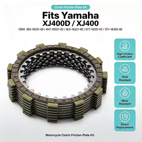 Motorcycle Clutch Disc Friction Kit For Yamaha XJ400D XJ400 1981 OEM:383-16321-00/4H7-16321-02 6 4L0