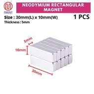 1pcs - 30mm x 10mm x 5mm Rare Earth Neodymium Rectangular Magnet