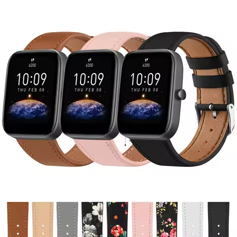 Leather Strap For Amazfit GTS 2 4 Mini/GTS 3/GTS 2/GTS 2e/Bip 3 Pro/Bip U Pro/Bip S lite Strap For A