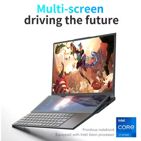 Dual Screen Laptop 16.1 Inch+ 14.1 Inch Touchscreen Laptops Intel Core I7-9750H Gaming Business Offi