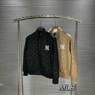 MLB NY24SS早秋正品新款撞色老花滿印棒球服復古夾克外套男女同款