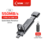 แฟลชไดรฟ์ SSK แบบคู่ USB 3.2 Gen 2 - Type C + USB A ความเร็วสูง 550MB/s เสียบใช้งานได้ทันที | ความเร