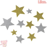 LILAC 200pcs Glitter Star Foam Stickers, Paper Silver and Gold Sparkly Foam Stickers, Soft and Light