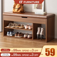 Modern Shoes Storage Cabinet With Stool Multifunctional Storage Bench Shoe Cabinet with Cushion Sofa