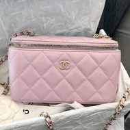 閒置新 香奈兒Chanel粉色長盒子化粧盒 帶鏡子