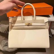 Birkin 25 Nata白 金扣 Epsom U
