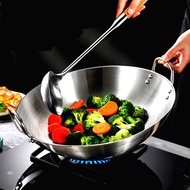 Stainless Steel Wok With Double Handle Stainless Steel Cauldron Two Ear Holder