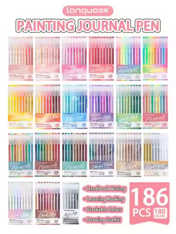 Languo 207/180/9 colors Multi-Color Handbook Pen 0.5mm Morandi Color Gel Pen Student Writing Paintin
