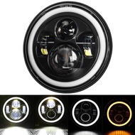 7 Inch H4 LED Round Work Light Dual Color Halo Angel Eyes Hi/Lo Beam 12V 24V Ready Stock Fit Jeep Wr
