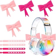Bow Silicone Headphone Accessories Black 3D Cute Bows Decor Girls Gaming Headphone Attachment Christ