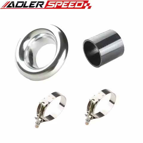 A Car Air Intake Turbo Horn Cover+ Clamps+Silicone Hose 5inch Uinversal Aluminum Car Bellmouth Veloc
