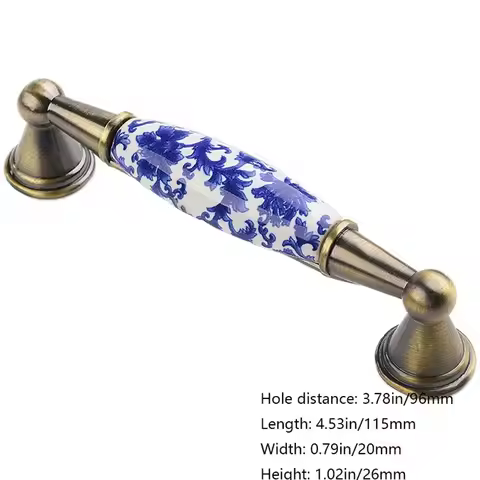 Ceramic 76mm/96mm/128mm Blue And White Fashion Antique Creative Drawer Knobs Door Handle Dresser Cab