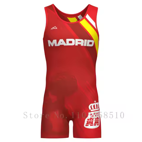 New Men's Wrestling Singlets Performance Suit Trainning One-Piece Powerlifting Sleeveless Gym Fitnes