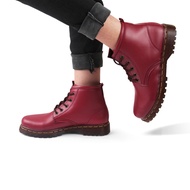 EVERFLOW CLASSIC DOCMART WOMEN'S BOOTS DOCMART SHOES IN MAROON & BLACK GLOSSY.