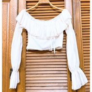 White off-the-shoulder shirt - 2 sleeves (Size XS)