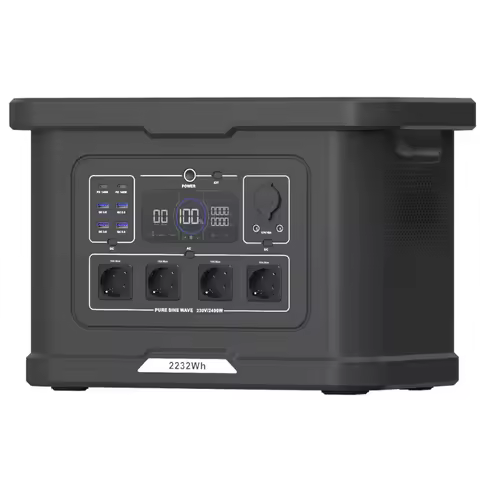 2400W Power Station LiFePO4 Solar Generator 230V European Union Plug Portable Emergency Power Statio