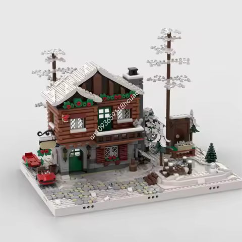 610PCS MOC City Winter Village - Display for Set 10325 - Alpine Lodge Street Views Model Building Bl