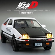 โมเดลรถยนต์อัลลอยด์ AE86ตัวดีแบบ1/32เริ่มต้นโมเดลรถยนต์ขนาดเหล็กหล่อพร้อมเสียงเบาของเล่นดึงถอยหลังสำหรับเด็กของขวัญสำหรับเด็กผู้ชาย