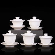 Gaiwan Dehua White Porcelain Sancai Gaiwan Thin Tire Suet Jade Large Gaiwan Tea Bowl Ceramic Tea Set