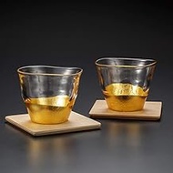 HAKUICHI Kukuichi Nukuchi Cold Tea & Coaster Gold [Cup] Φ9.3 x H7 [Coaster] 3.9 x 0.3 x 0.3 inches (