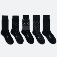 Tất Vớ Giày Tây Đen Phối Họa Tiết Cổ Cao UPPER YOU Cotton Tự Nhiên Dày Dặn Êm Ái Thoáng Khí Khử Mùi 