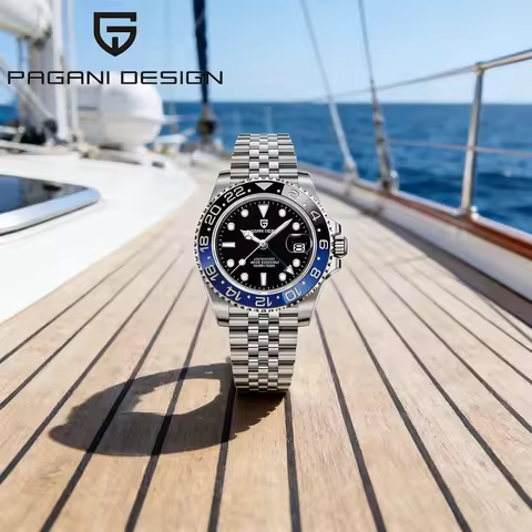 PAGANI DESIGN Batman GMT Watch 40MM Men Mechanical Automatic Watches Jubilee Strap Sapphire Glass Ce
