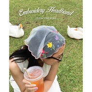 Embroidery Head Band Scarf by mnw.curated (Head Coquette Scarf Bandana with Embroidery)