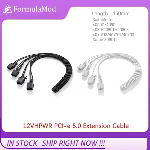 Formulamod PCI-e 5.0 16(12+4)Pin to 4x8Pin , 12VHPWR 16AWG PSU Extension Cable For GPU RTX 4090 / 40