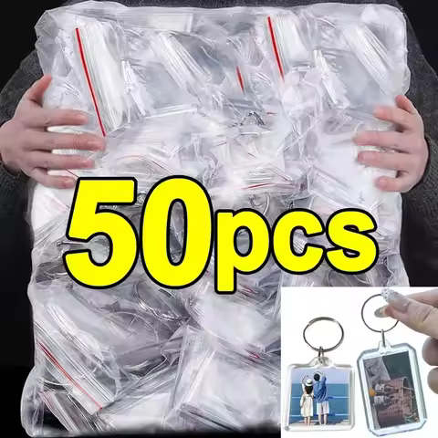 5/50pcs Transparent Photo Frame Keychain Tassels Snap-In Custom Insert Photo Acrylic Blank Keyring C