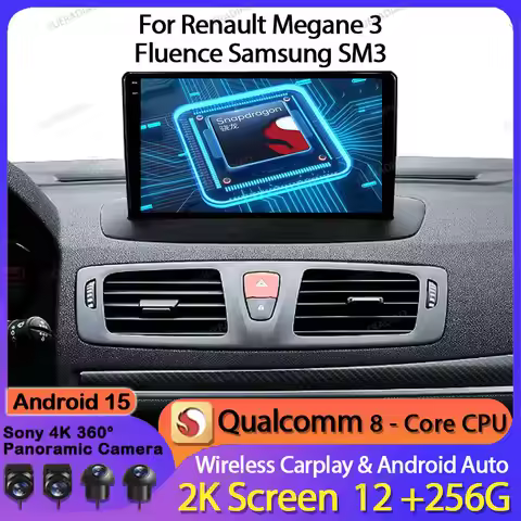 Android 15 Car Radio For Renault Megane 3 Fluence Samsung SM3 2008 - 2014 Multimedia Video Player Qu