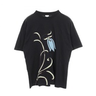 【二手】 LOEWE短袖T卹，藍鈴花刺繡，黑色純棉，女款，二手