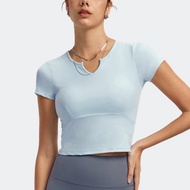 Janet Short Sleeve Sports Bra Kaos Baju Olahraga Wanita Lengan Pendek Atasan T-Shirt Yoga Senam Gym 