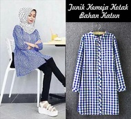 Chello Tunik JOVANA  / Tunik Muslim /Kemeja Tunik kotak Junix / baju muslim / Kemeja Wanita Lengan P