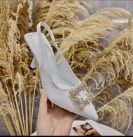 sandal cao gót nữ gót nhọn  sandal 7 phân hoa đá cục đẹp