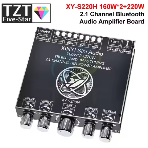 XY-S220H 160W*2+220W TDA7498 Bluetooth Subwoofer Power Amplifier Board 2.1 Channel Hifi Class D Audi