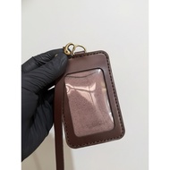 Id Card Lanyard Full Genuine Cowhide 2 Layers Free Name Logo Writing