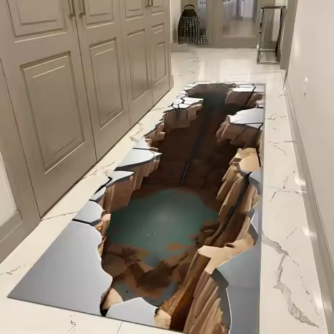 Runner 3D Huge Crack Rug 3D Rug 3D Design Deep Hole Rug Illusion Optical Illusion Rug 3D Design Rug 