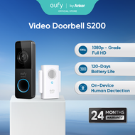 eufy S200 Wi-Fi Video Doorbell with Wireless Chime 1080p Wireless Video Doorbell 120-day Battery No 